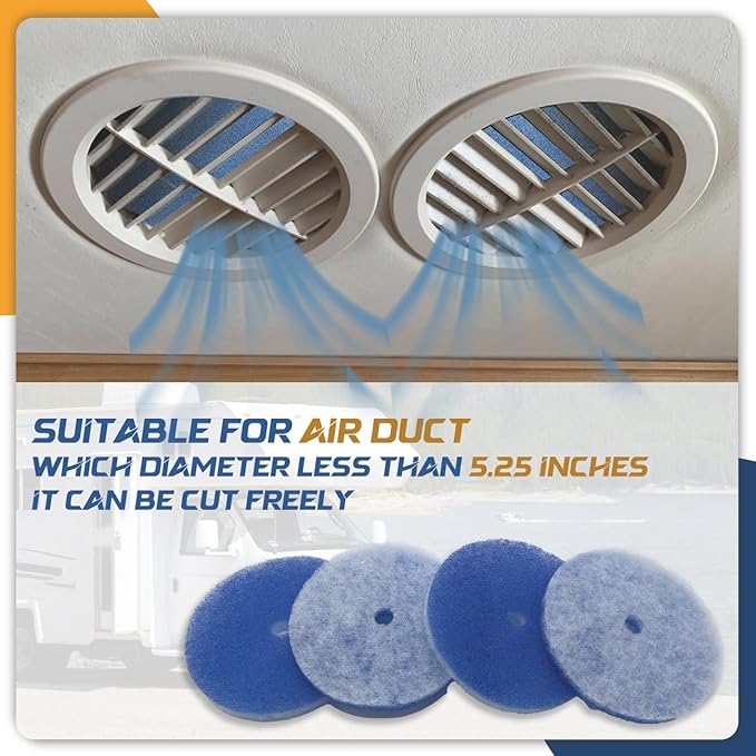 10 Pack RV Air Conditioner Filter 5.25” Round RV AC Filters Replacement with Central Hole MERV 8 Rated RV Vent Filters