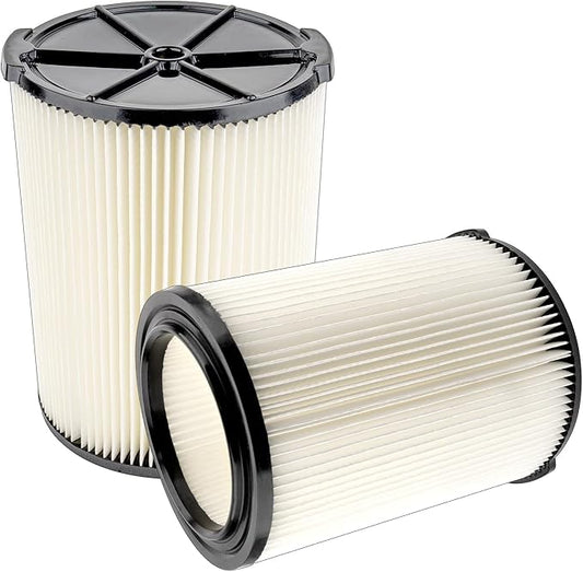 (2 Pack) VF4000 Replacement Cartridge Filter Compatible With RIDGID 72947 Wet dry Vac 5 to 20 Gallon 6-9 Gal Husky Vacuum RV2400A RV2600B WD5500 WD0671 Vac, VF4000 filter 2 Pieces