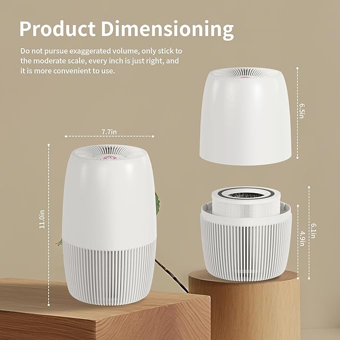 ARM & HAMMER AH301W-1 Air Purifier with Night Light, HEPA Filter Captures 99.97% of Smoke, Pollen, Pet Dander & Odors, Quiet for Bedroom, Office, Home, Pearl White