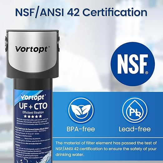 Under Sink Water Filter System,14000 Gallon &16" H saves Space,Flow Under Counter Water Filter Direct Connect to Kitchen Faucet,Reduces Chlorine,Lead, Bad Taste & Odor(Black-Q5-UF-M-14000 GAL)