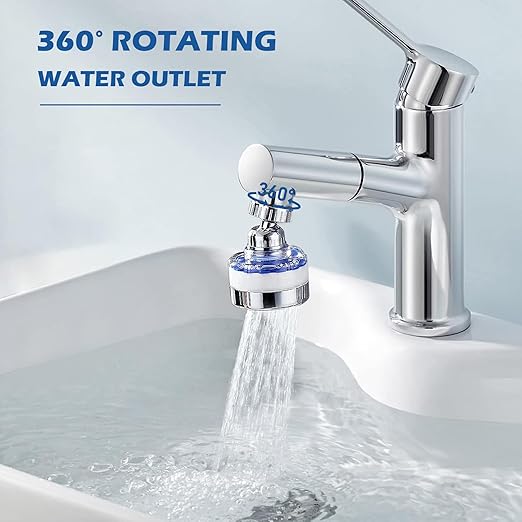 2 Pack Sink Water Filter Faucet: Bathroom Sink Filter - 360° Rotating Faucet Filters Purifier Kitchen Tap Filtration Removes Chlorine Fluoride Heavy Metals Hard Water for Home Bathroom & Kitchen