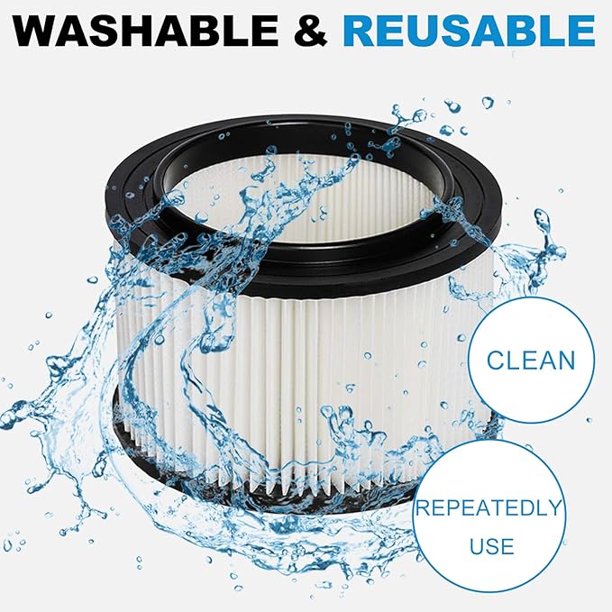 1 Pack 17810 Filter and 2 Pack Foam Filter Replacement for Craftsman Shop Vac Filter 9-17810 for 3 to 4 Gallon General Purpose Vacuums