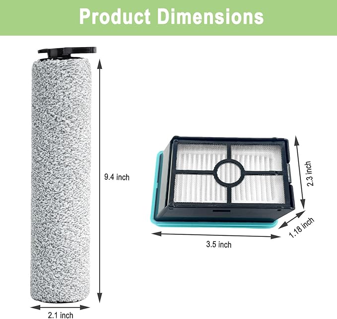 Crosswave Replacement Parts for Bissell Crosswave Hard Floor Expert Vacuum 3831 HF2 3845 3847 3848 Vacuum Cleaner, 2 Brush Rolls,4 Filters,Compare to Part B0555 1637755 1632973
