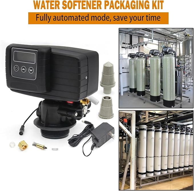 5600SXT Water Softener Valve,Flow Rate Type Control Head,Timer Valve Water Softener,High Performance Digital Metered on Demand Replacement Head with Display and Water Distributor(110V,10W)
