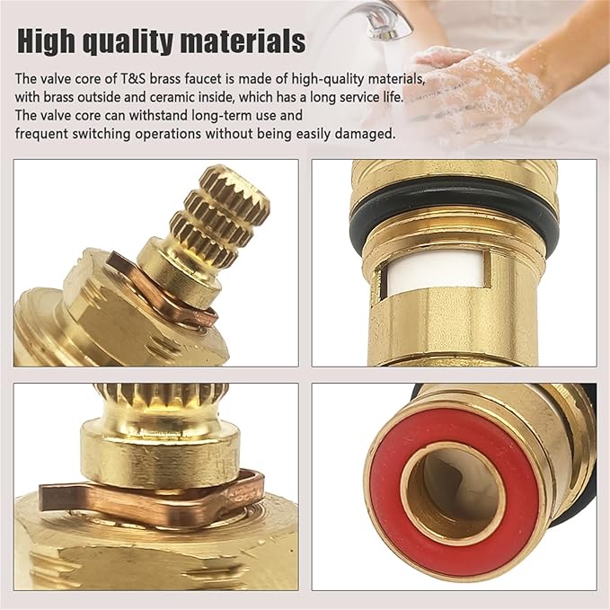 013787-45 Ceramic Cartridge Assembly Compatible with T&S Brass Faucets Pressure 20PSI-125PSI Temperature 40F-140F Hot Ceramic Cartridge Faucet Filter Element Replacement