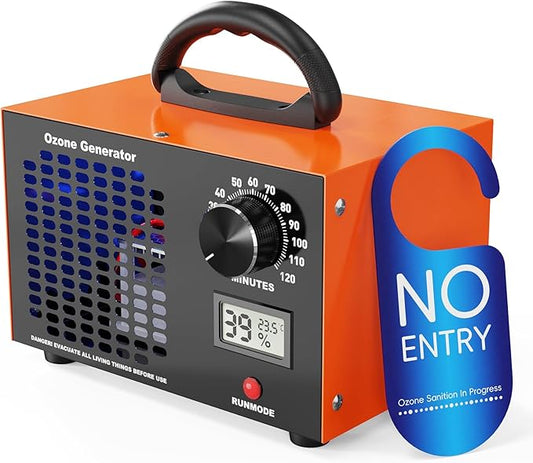 Ozone Generator - 60000 mg/h Ozone Generator for Large Spaces up to 5000 Sq.Ft, Air Purifier with Temp & Humidity Display, 120-Min Timer, Ozone Machine for Cars, Homes, Hotels, Kitchens & Pet Areas