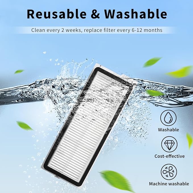 （4Sets）Replacement Washable HEPA Filter Compatible With Roborock QRevo S, QRevo Pro, QRevo Plus, Qrevo MaxV, Qrevo Curv Qrevo Edge, S5A Robot Vacuum Cleaners, High Efficiency Filter Accessories Kit