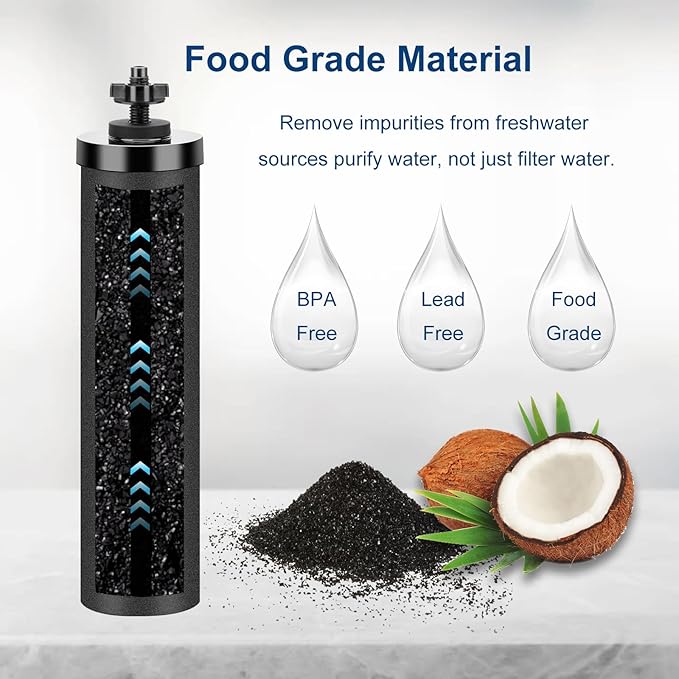 Water Filter Replacement for Berkey, Black Purification Elements, Activated Carbon Filters, Compatible with Berkey Gravity Water Filter System, Pack of 2