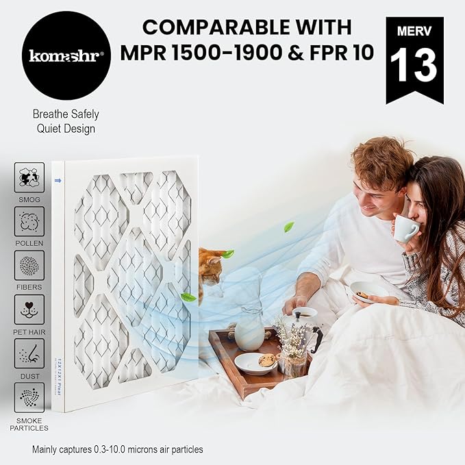 12x12x1 Air Filter MERV 13 (4-Pack), HVAC/Furnace AC Filter Replacement, Dust Defense–Comparable with MPR 1500-1900 & FPR 10 (Actual 11.75x11.75x0.75)