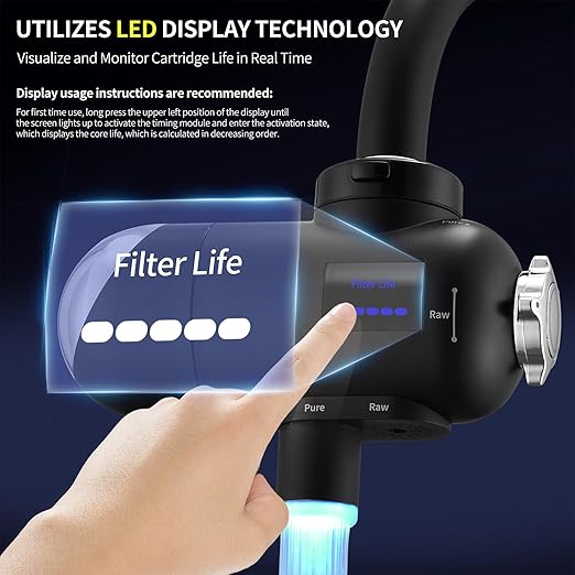 HOMELODY Water Filter for Sink Faucet 3.0 - Upgraded LED Display 3000-4000L Faucet Mount Water Tap Filter Reduces Lead Chlorine Heavy Metals, Faucet Water Filter Fits Most Standard US Faucets