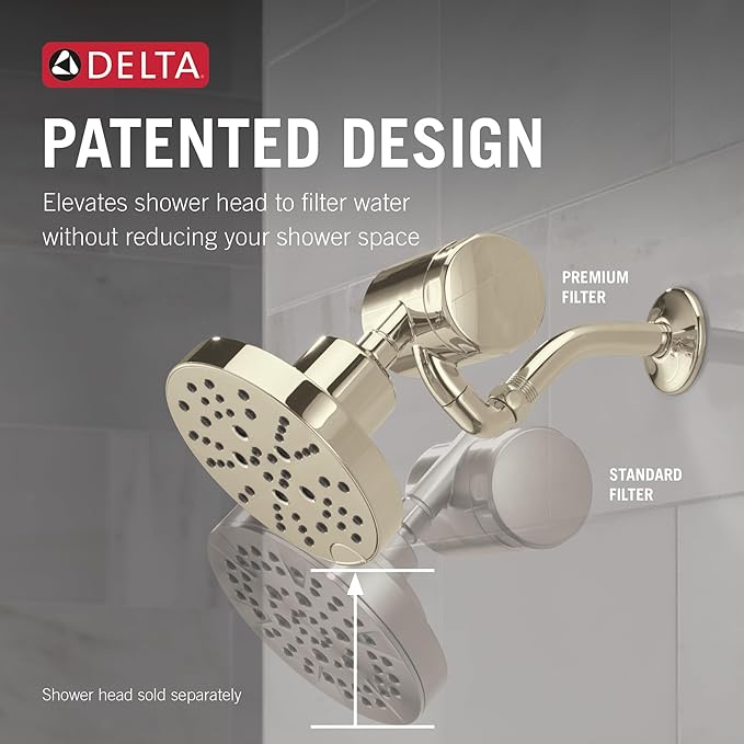 Delta Faucet Clarifi Premium Shower Filter Attachment with Filter, Hard Water Shower Filter, Shower Head Filter, Polished Nickel 5SF100-PN