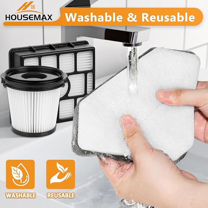 HOUSEMAX BU3521 HEPA Filter Replacement Kit，Compatible with Shark BU3120 BU3521 BU3523 Cordless Stick Vacuum,Compare to XFBU3000, XPRFIW1000