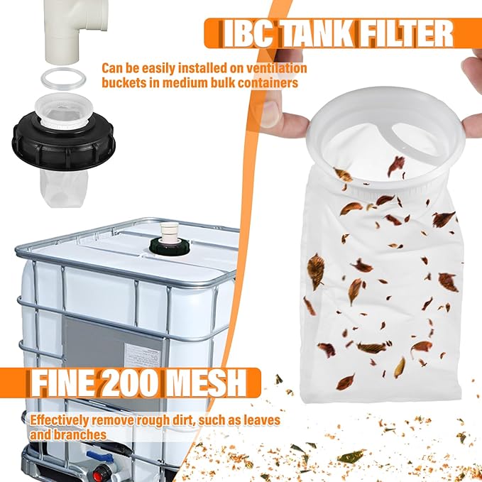 2 Pack IBC Lid Filter Nylon Screen, IBC Tote Lid Filter for Water Tank Rain Barrel Venting Ton Barrel Plastic