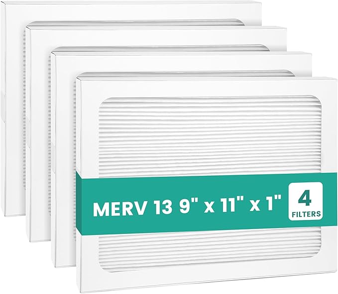 9 x 11 x 1 MERV 13 Replacement Dehumidifier Filter Compatible with Santa Fe Compact70, Ultra70, Element, Compact2, UA 65H dehumidifier Models, Upgraded, 4 Pack