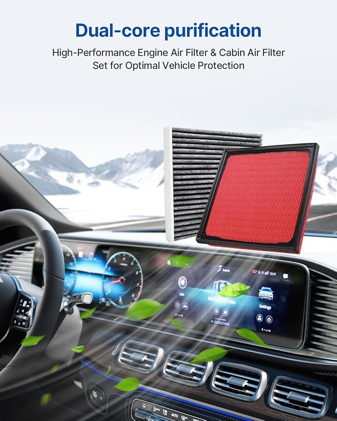 Engine & Cabin Air Filter Fits ES350 (2020-2021), AVALON (2019-2021), CAMRY (2018-2021), HIGHLANDER (2020-2021), RAV4 (2019-2021), Replacement for CF12157 CA12377(Not Fit Hybrid)