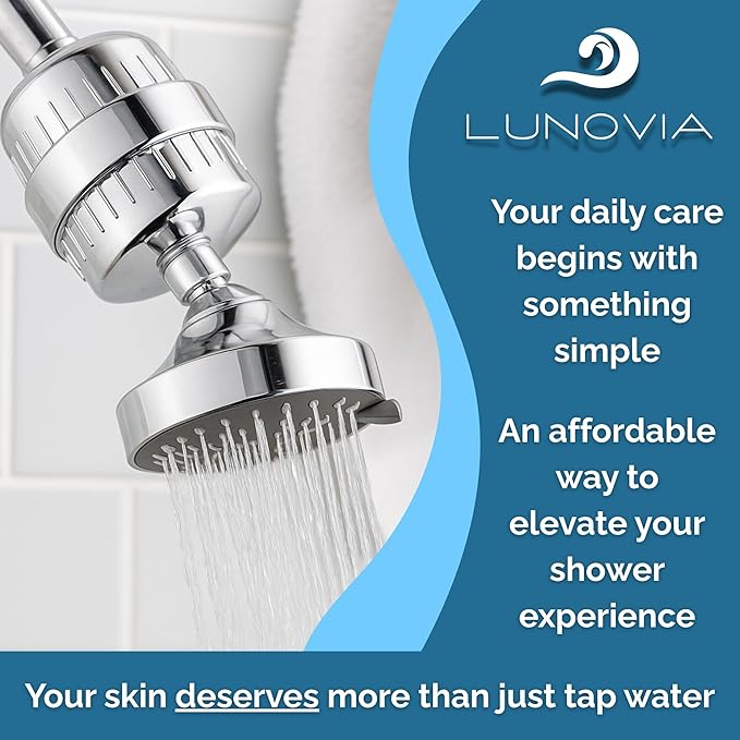 Shower Filter for Hard Water – Reduces Impurities That Cause Dry Skin, Itchy Scalp & Dull Hair – Easy Install – Universal Fit – Works with Standard Wall & Handheld Showers