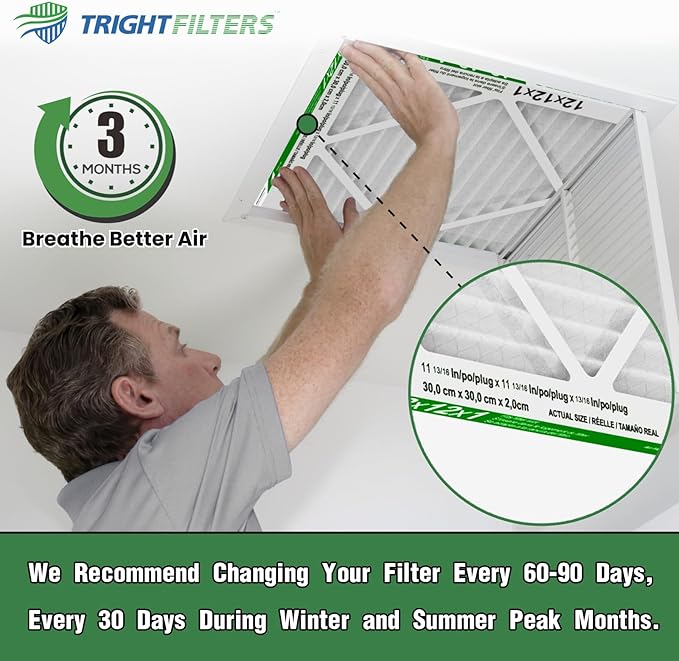 12x12x1 Air Filter 6 Pack, Durable MERV 8 Pleated Home HVAC AC Furnace Filters, Lightweight Compact Air Conditioner Filter Replacement