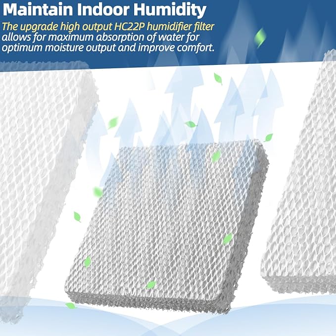 HC22P Humidifier Filter Pad Replacement Wicks Compatible with Honeywell HC22P1001, HC22E1003, HC22A1007, HE100, HE150, HE220, HE225, HE240 & Aprilaire 110 220 550 Water Panel (Pack of 4)
