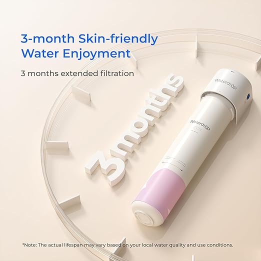 Waterdrop Water Filter for Bathroom for Face Care, Soft Water, Strontium-enriched, Reduce 99.9% of Baçtёria in Bathroom Sink Faucet, Reduces Skin Redness and Irritation, WD-BFU1