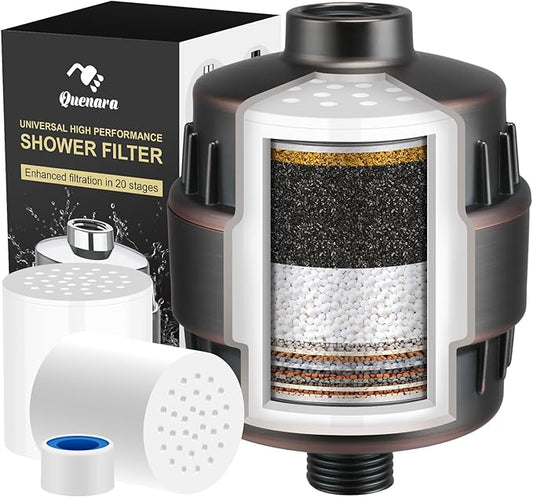Upgrade Shower Filter,20-Stage Shower Head Filter with 2 Replaceable Filter Cartridges,High Output Shower Water Filter for Removing Chlorine and fluoride-Oil Rubbed Bronze