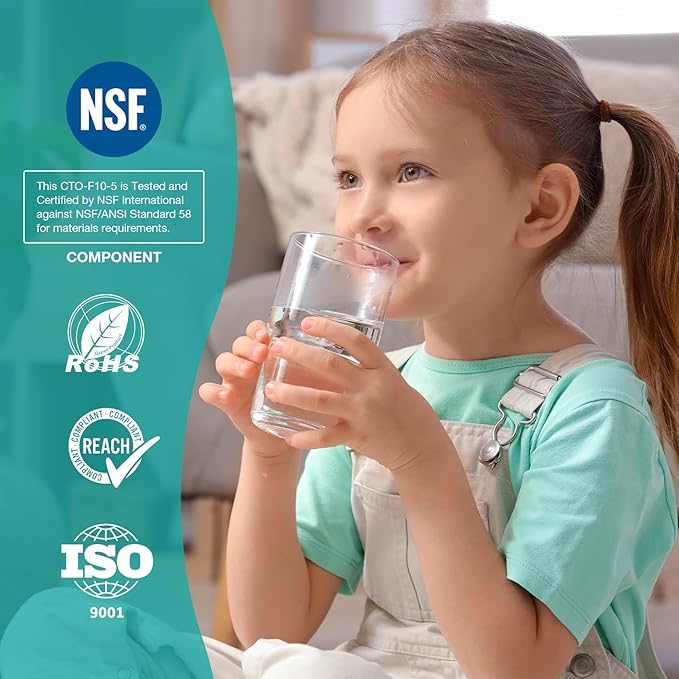 SimPure 5 Micron 10" x 2.5" Whole House Carbon Sediment Water Filter Cartridge Replacement for Home Under-Sink & Countertop Filtration System