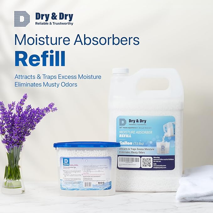 Dry & Dry Moisture Absorbers Refill Beads (7.5 LBS) - Dehumidifiers for Home Dehumidifier for Basement Small Dehumidifiers Dehumidifiers, Moisture Absorber Refill, Fragrance Free