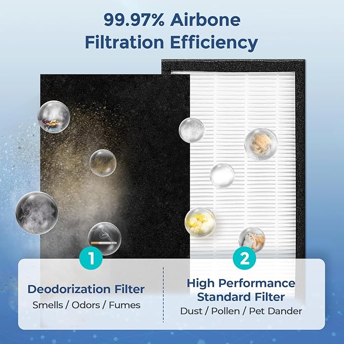 FLT4100 Replacement Filter E Compatible with GermGuardian AC4100, AC4100CA, AC4150BL Series Air Purifier, 2 High Performance Standard Filters & 4 Carbon Filters