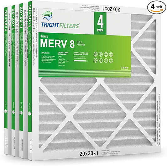 20x20x1 Air Filter 4 Pack, MERV 8 Pleated Dust Defense Air Filters Replacement Air Conditioner HVAC AC Furnace Filter, Durable and Lightweight
