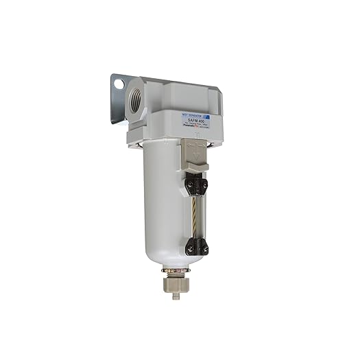 PneumaticPlus SAFM400-N04B-MEP Compressed Air Coalescing Filter, 0.1 Micron, 1/2" NPT - Metal Bowl, Manual Drain, Bracket