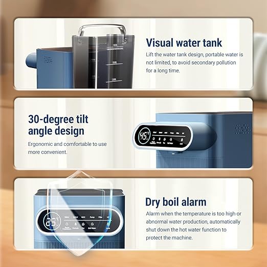 5-in-1 Countertop Reverse Osmosis Water Filter System with UV, 5-Stage Filtration, Portable Instant Hot Water, No Installation, Adjustable Temperature and Volume, 3:1 Pure to Drain Water Machine