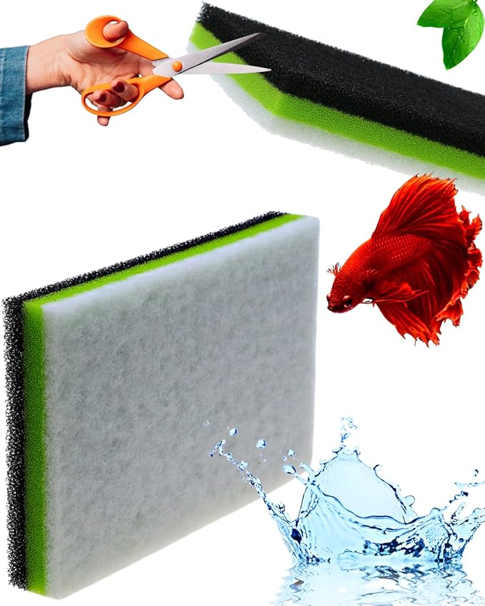 CORISRX 3IN1 Aquarium Filter Sponge Foam Pads - Filter Media for 20 Gallon Betta Fish Tank Supplies, Brine Shrimp Coarse Sponge Bio Filter Sheet - Filter Sponge Accessories (3IN1 Filter Sponge)