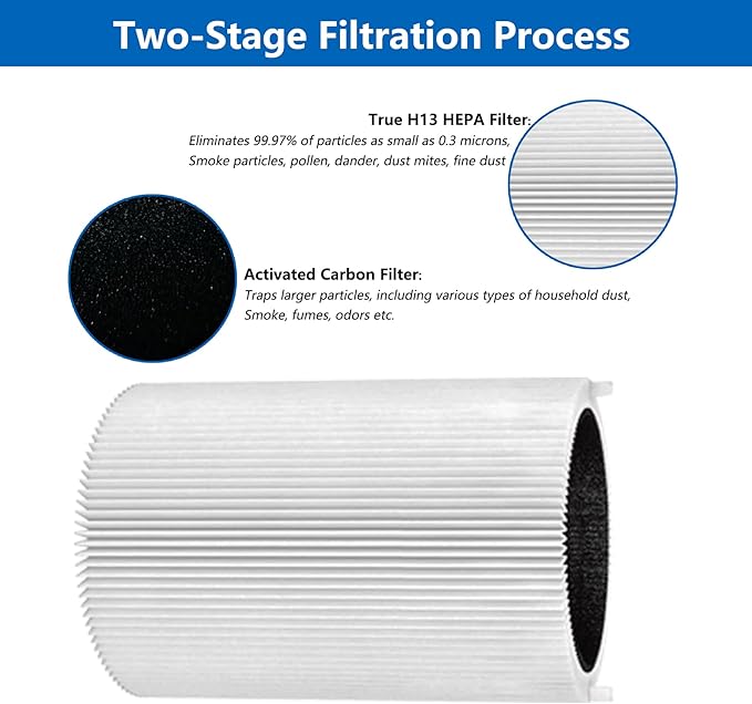 2 Pack Blue Pure 411 Filter Replacement Compatible with Blue Pure 411 Genuine, 411+, 411 Auto and MINI Air Purifiers, Package Include the 2 HEPA Filters and 2 Activated Carbon Filter