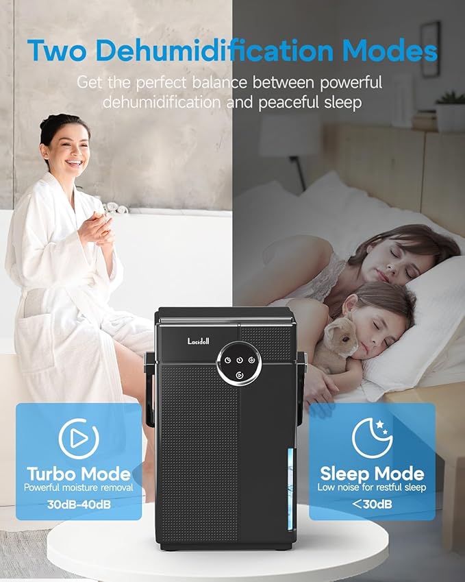 Small Dehumidifier with Drain Hose, Portable Dehumidifier for Bathroom, 118oz Dehumidifiers for Home 800 sq ft with 7 Colorful Light, Quiet Dehumidifiers for Bedroom RV Closet Basement