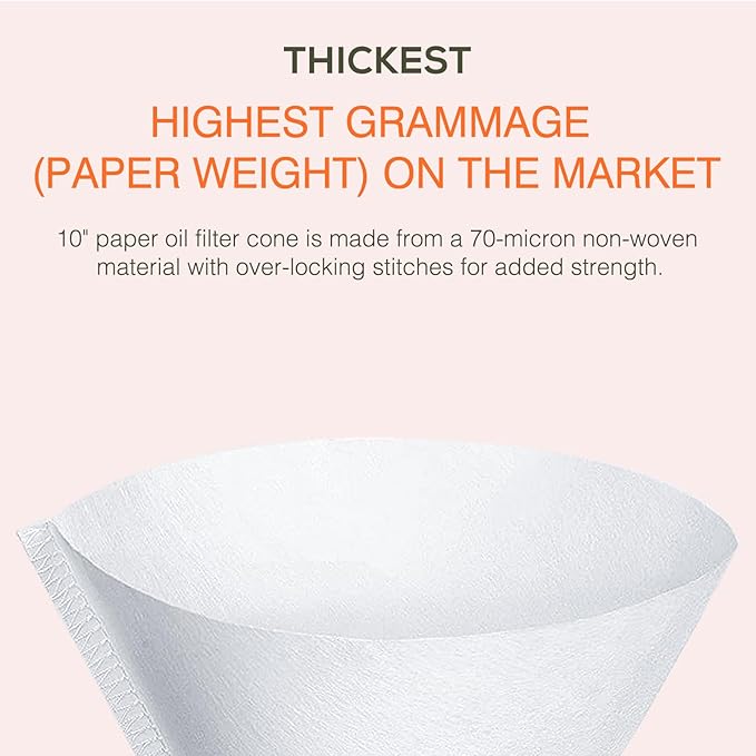 100PCS 10” Fryer Oil Filters, Deep Fryer Oil Cone Filter Filters with Folding Arms to Attach to Deep Fryers, Maple Syrup Grease Filter Cones, for Longer-Lasting Frying Oil & Maple Syrup