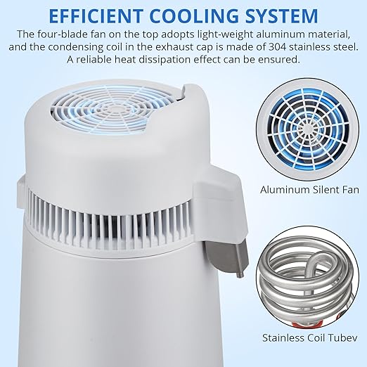 6L Water Distiller,Household Stainless Steel Distilled Water Purifier,Countertop Distilled Water Maker,6Litre Distilled Water Machine for Home.White Plastic Jug.