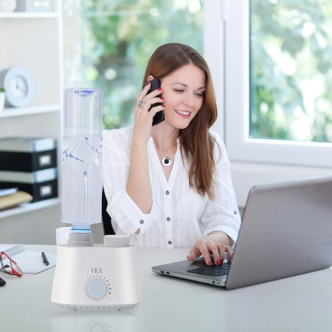 VKX Humidifier, Water Bottle Humidifier, Travel Humidifier, Adjustable Mist Output, No Leak, Automatic Shut Off, Suitable for Bedroom, Office and Hotel. (white)