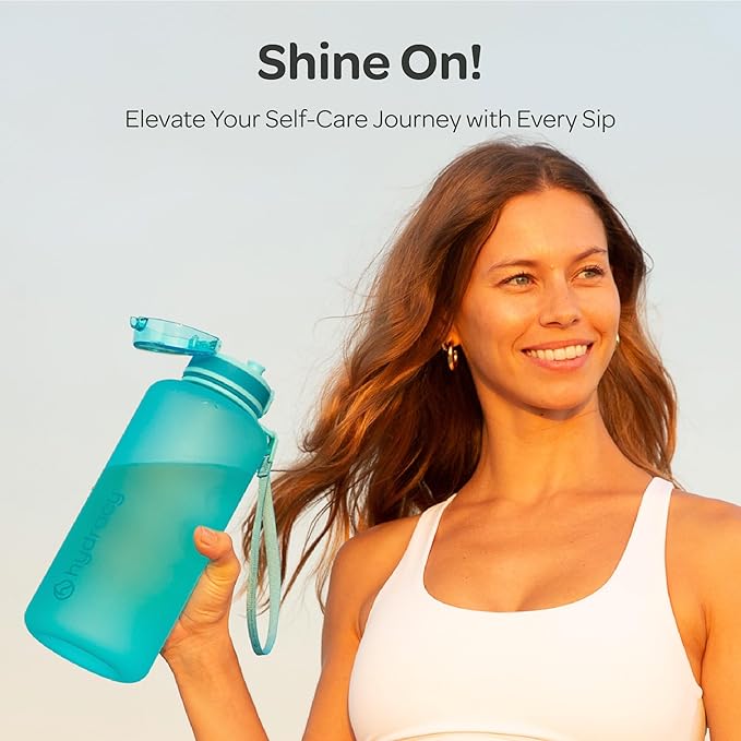 Hydracy Water Bottle with Time Marker -Large BPA Free Water Bottle & No Sweat Sleeve -Leak Proof Gym Bottle with Fruit Infuser Strainer & Times to Drink -Ideal for Fitness Sports & Outdoors