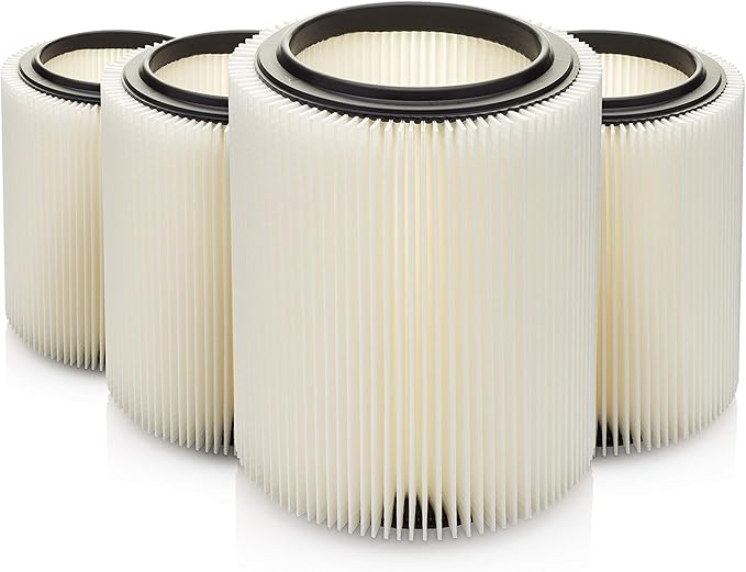 Replacement Filter for Craftsman and Ridgid Shop Vacs Part #s 9-17816, 9-17912 & Part #s VF4000, VF5000, 4 Pack, Deluxe Fine Particle Filter
