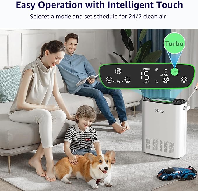 Air Purifiers for Home Large Room Bedroom Up to 2325 Ft², Washable Filters, Air Quality Monitor, Turbo Mode, Auto & Sleep Modes, HEPA Air Cleaner for Smoke, Dust, Pet Hair, Pollen (APH3000)