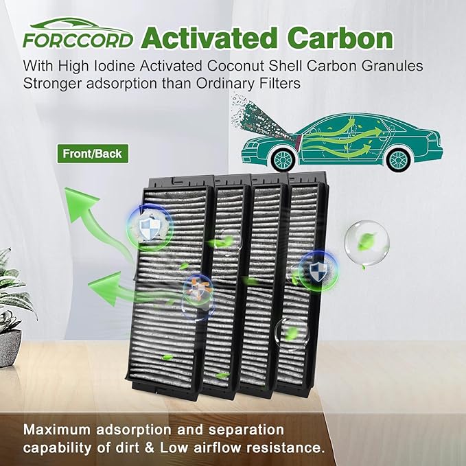 4-PACK HEPA Cabin Air Filter Fits for Mazda 3 2010-2013, Mazda 3 Sport 2010-2014 Activated Carbon Cabin Filter Replacement CF11672 BBM4-61-J6X Accessories