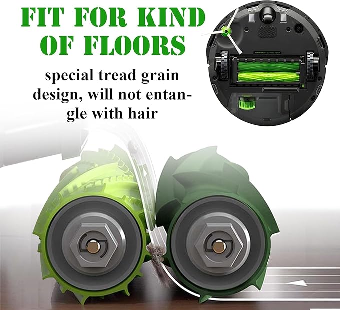 4 Sets Replacement Rubber Roller Brushes Compatible for iRobot Roomba E & I & J Series, Replacement Parts Accessory for J8+ i7+ i7 i1 i2 i3 i4 i6 i6+ i8 i8+Plus E5 E6 E7 Vacuum Cleaner