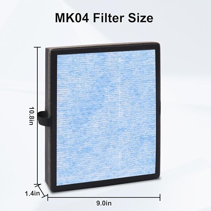 MK04 Air Filter Replacement Compatible With Aroeve MK04 MG04-JH Air Filter Replacement For Pet Dander,4 Pack Replacement Filter For Bedroom And Office, Compared to Part #MK04LX