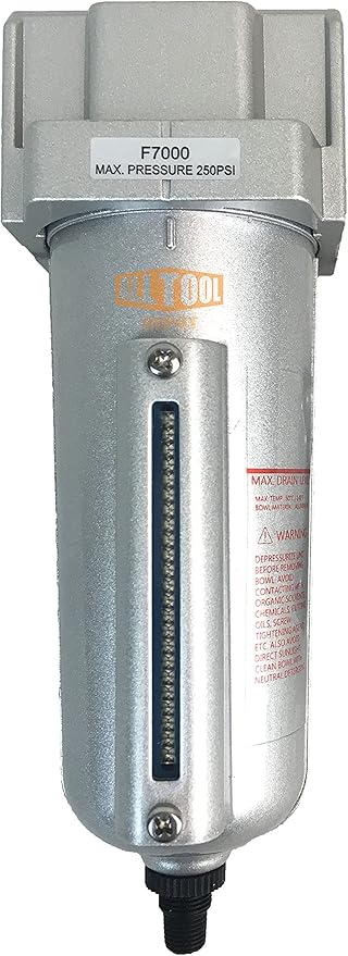 1/2" NPT HEAVY DUTY Industrial Grade Particulate Filter/Water Trap For Air Compressor Compressed Air Lines, 5u With Metal Bowl (AUTO DRAIN)