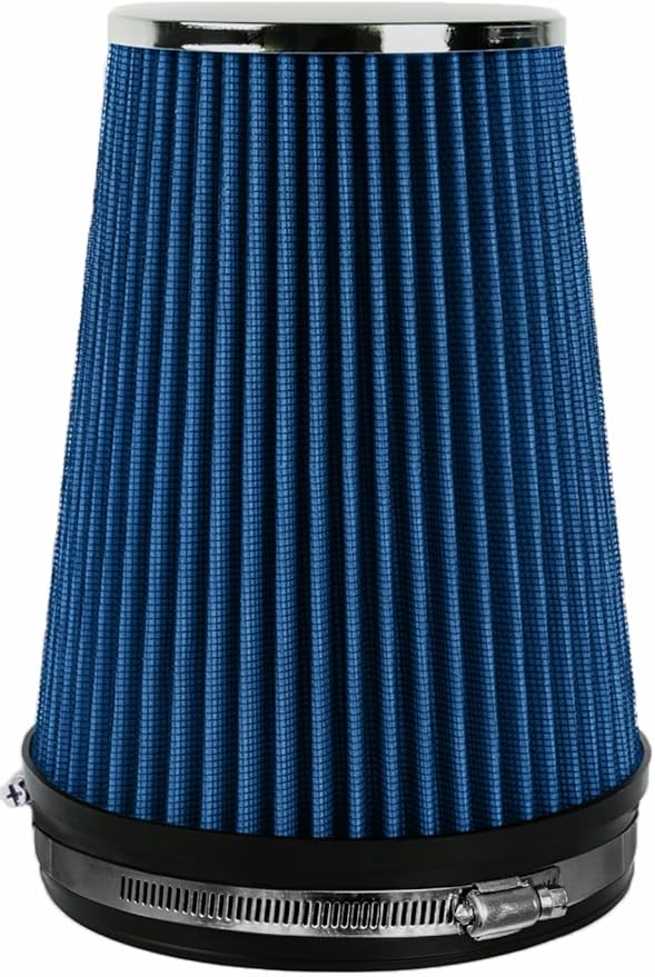 6" Inlet Cold Air Intake Filter Cone Replacement Performance Washable Clamp-On Dry Air Filters Blue (8" Tall)