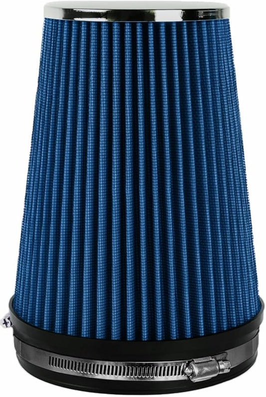 6" Inlet Cold Air Intake Filter Cone Replacement Performance Washable Clamp-On Dry Air Filters Blue (8" Tall)