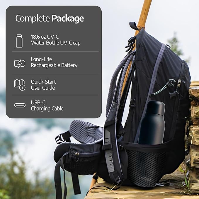 UV self-Cleaning and Water-Purifying Bottle TT-B02-18.6 Ounce Insulated Rechargeable Stainless-Steel Tumbler with Safety Lock Prevents Accidental Exposure Ideal for Outdoor and Emergency use