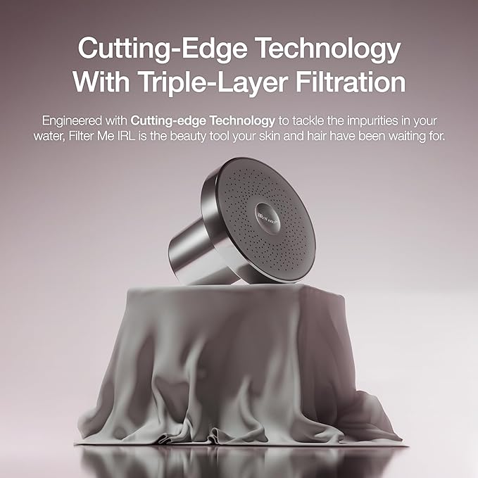 Black Filtered Showerhead - High-Pressure Shower Head with Advanced Water Filtration - Removes Chlorine & Impurities for Softer Skin & Healthier Hair - Easy to Install