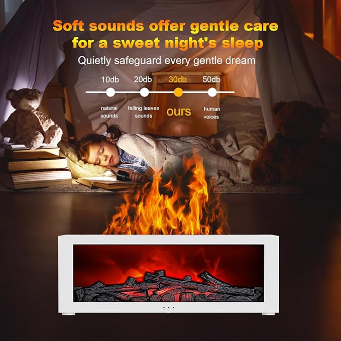 Mini Fireplace Diffusers for Essential Oils Fireplace Humidifier with Remote 150ml Fireside Ultrasonic Humidifier Bonfire Flame Diffuser with 7 Colors Light for Home Room Office (Black)