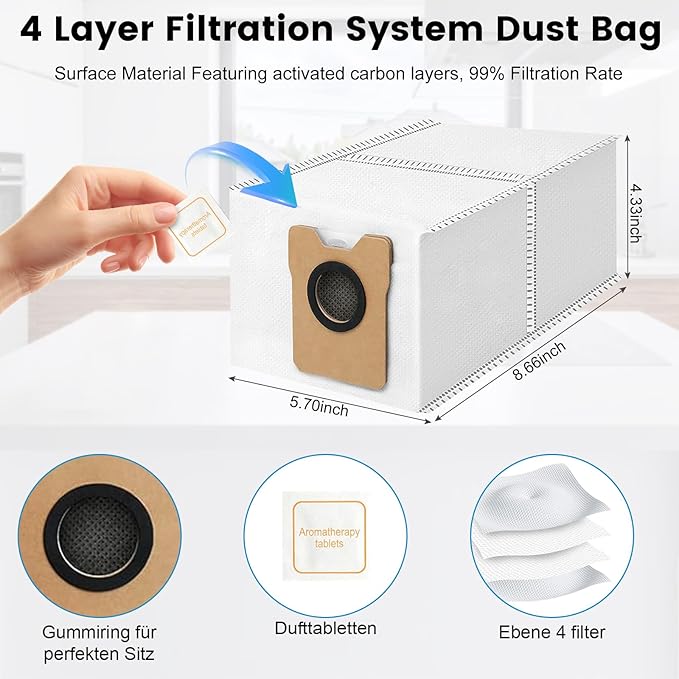 26 Pack Replacement Accessories Compatible with eufy Robot Vacuum C10，2 Mainbrush 4 Filter 6 Dust Bag 6 Sidebrush 1Cleaning Brush 1Screwdriver,6Scented Stick