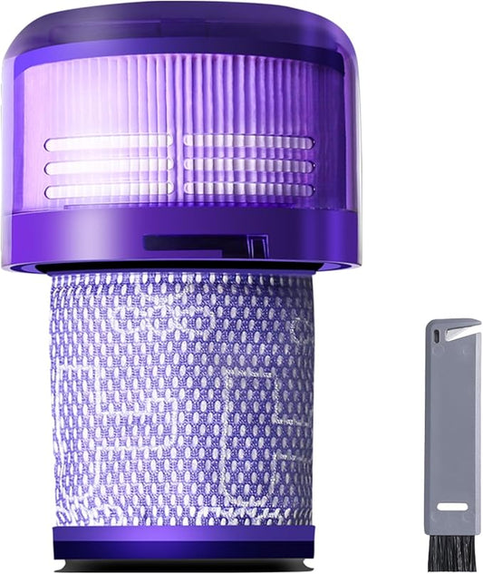keluke V11 Filter Replacement for Dyson V11 Torque Drive, V11 Animal V11 Complete V11 Extra V15 Detect Submarine Vacuums, Replace Part # 970013-02, 1 Pack Filter and 1 Clean Brush, Purple, LX-V11-1P